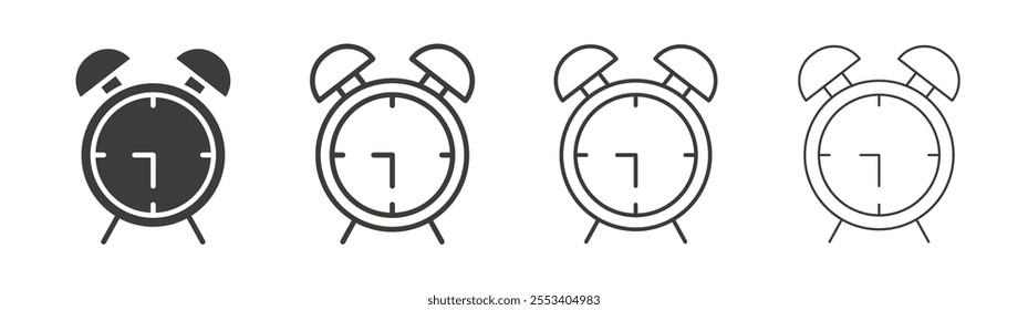Alarm clock icons collection. vector set in black color