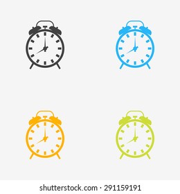 Alarm clock icons in different colors