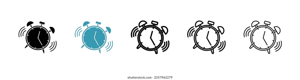 Alarm clock icons pack in black and blue.