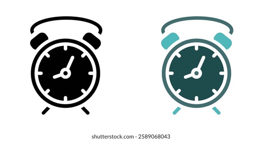 Alarm clock icons pack in black and colored version