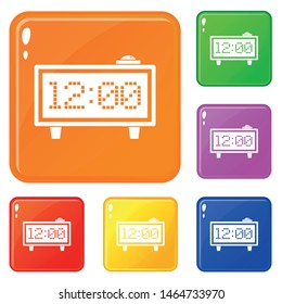 Alarm clock icons set collection vector 6 color isolated on white background