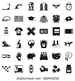 Alarm clock icons set. Simple style of 36 alarm clock vector icons for web isolated on white background