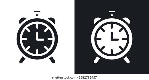 Alarm clock icons set vectors black and colored style