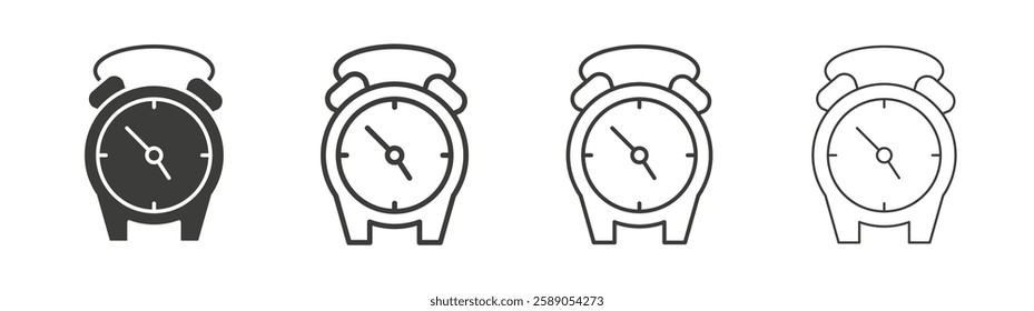 Alarm clock icons set vectors graphic designs