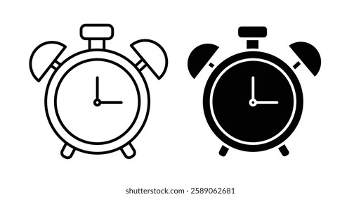 Alarm clock icons thin line illustrations designs