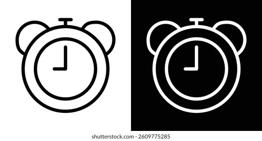 Alarm clock icons vector set in stroke line style