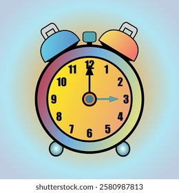 alarm clock illustration with bright colors