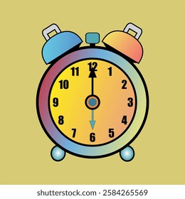 alarm clock illustration with bright colors