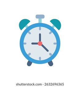 Alarm clock illustration in flat design style isolated