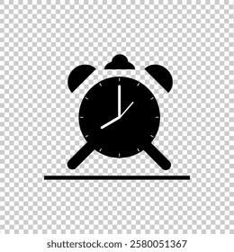 alarm clock illustration icon with solid black color 