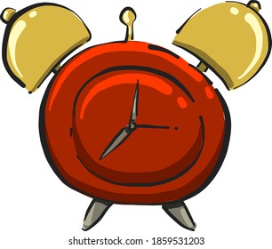 Alarm clock, illustration, vector on white background.