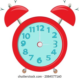 Reloj de alarma, ilustración, vector sobre fondo blanco.