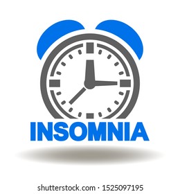 Alarm Clock Insomnia Word Icon Vector. Sleep Disorder Disease Logo.