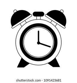 Alarm clock isolated in black and white colors