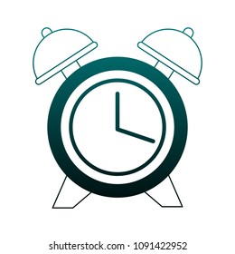 Alarm clock isolated in blue lines