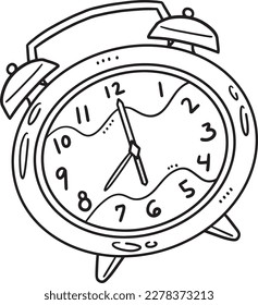 Alarm Clock Isolated Coloring Page for Kids