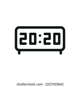 Icono aislado del reloj de alarma, icono del vector del contorno del reloj digital de alarma con trazo editable
