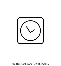 Alarm Clock Isolated Line Icon. Editable stroke. Vector sign for adverts, stores, shops, articles, UI, apps, sites. Minimalistic sign drawn with black line
