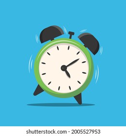 Alarm clock isolated on background. Alarm clock is ringing. Vector stock