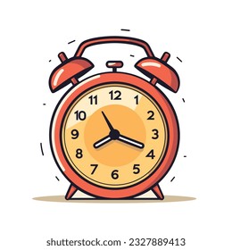 Alarm clock isolated on background. Alarm clock is ringing. Vector stock