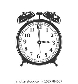Alarm clock isolated on white. Vector illustration.