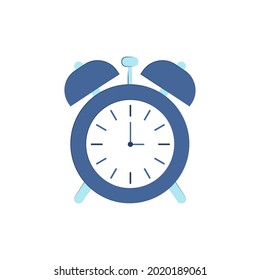 Reloj de alarma aislado sobre fondo blanco. Ilustración plana vectorial. Es hora de despertar. Icono para el diseño 