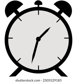 alarm clock, isolated on white background, simple alarm clock, vector illustration