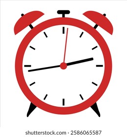 The alarm clock is isolated on a white background