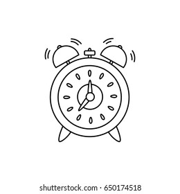 Alarm, clock isolated on white background. Vector illustration, flat style.