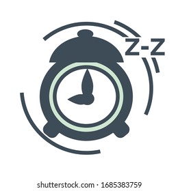 Icono de contorno aislado de reloj de alarma, despertando del sueño, concepto de tiempo de vectores de objeto aislado. Gestión de plazos y plazos, planificación matutina y anticipada. Señal de alerta, espera, dial con manos