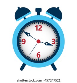 Alarm clock isolated over white. Vector illustration of time meter.