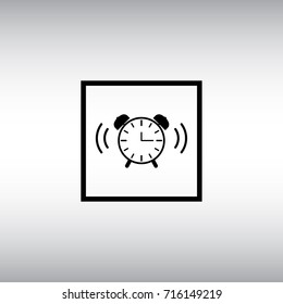 Alarm clock isolated vector sign. Alarm clock flat vector icon.