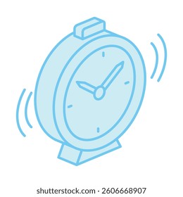 Alarm Clock isometric 3D blue color icon, mini illustration. use for modern concept, print, UI, UX kit, web and app development. Vector EPS 10, related to learning and education, science