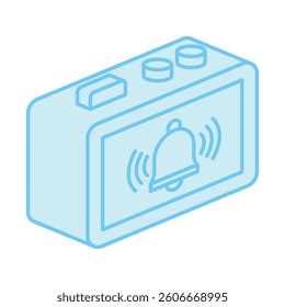 Alarm Clock isometric 3D blue color icon, mini illustration. use for modern concept, print, UI, UX kit, web and app development. Vector EPS 10, related to learning and education, science