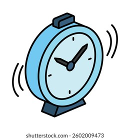 Alarm Clock isometric 3D color icon, mini illustration. use for modern concept, print, UI, UX kit, web and app development. Vector EPS 10, related to learning and education, science