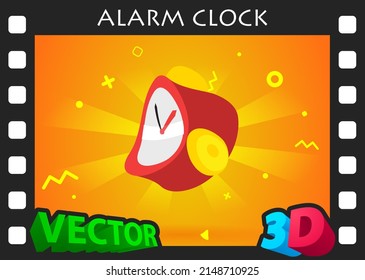 Icono de diseño isométrico del reloj de alarma. Ilustración web de vectores. 3.ª colorida concepción