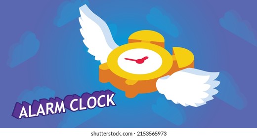 Icon der Weckuhr isometrisch. Vektorgrafik, Web-Illustration. 3D-Farbkonzept