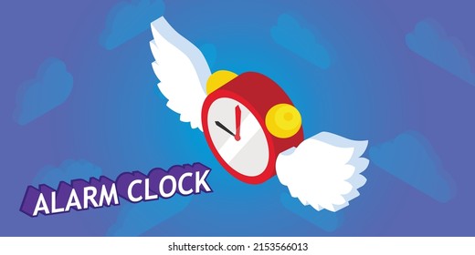 Icono de diseño isométrico del reloj de alarma. Ilustración web de vectores. 3.ª colorida concepción