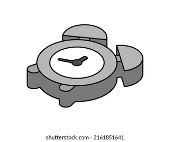 Alarm clock isometric design icon. Vector web illustration. 3d colorful concept