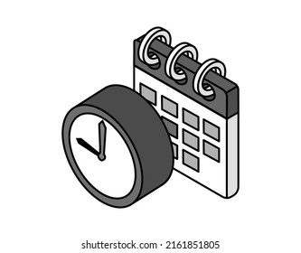 Icon der Weckuhr isometrisch. Vektorgrafik, Web-Illustration. 3D-Farbkonzept