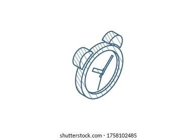 alarm clock isometric icon. 3d vector illustration. Isolated line art technical drawing. Editable stroke