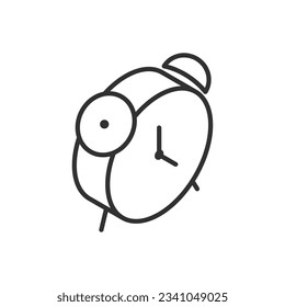 Alarm clock isometric style, linear icon. Line with editable stroke