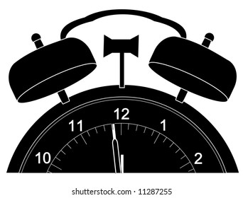 alarm clock just about to strike twelve - vector
