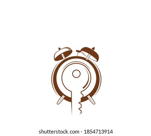 Alarm clock key icon logo design template