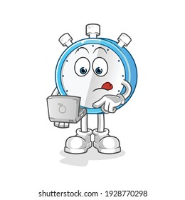 alarm clock with laptop mascot. cartoon vector