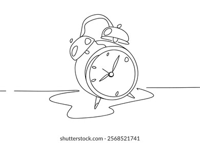 alarm clock line art. continuous line alarm clock