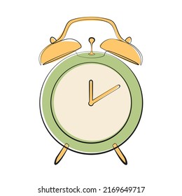 Alarm clock line art on white isolated background
