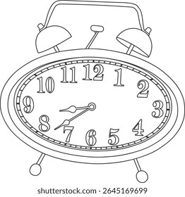 Alarm clock line art vector illustration