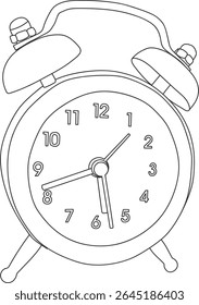 Alarm clock line art vector illustration