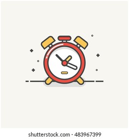 Alarm Clock (Line Art Vector Illustration in Flat Style Design)